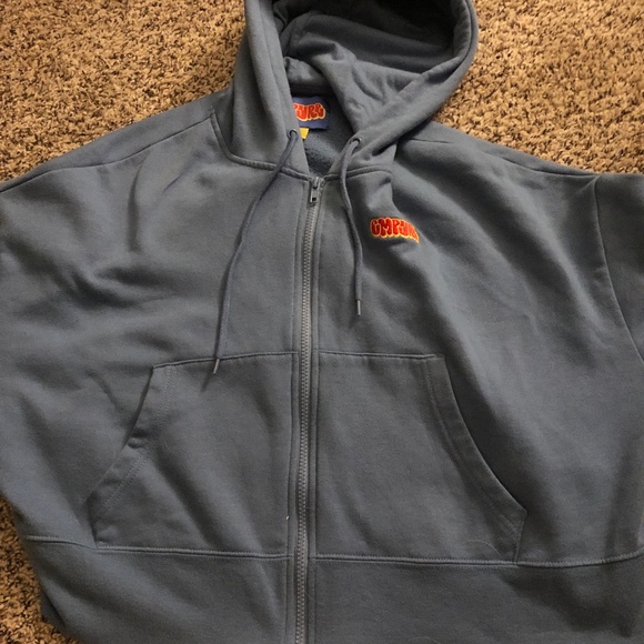 Blue Cropped Empyre Zip Hoodie - Picture 1 of 4